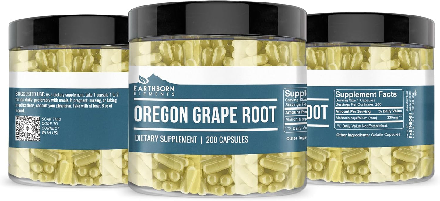 Earthborn Elements Oregon Grape Root 200 Capsules, Pure and Undiluted, No Additives - görsel 4