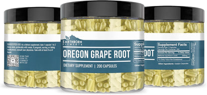 Earthborn Elements Oregon Grape Root 200 Capsules, Pure and Undiluted, No Additives