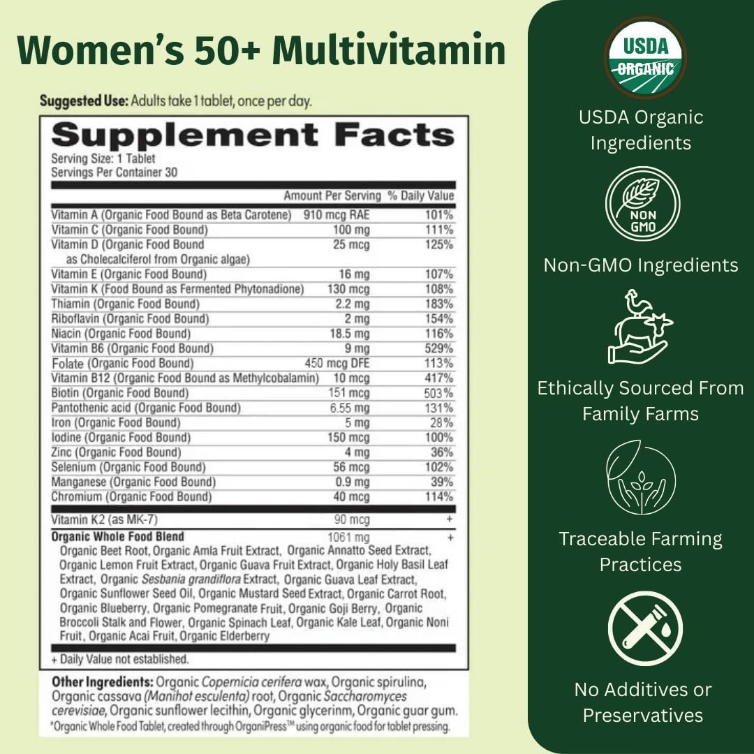 EarthFirst Organic Once Daily Multivitamin for Women 50+ - 60 Tablets - görsel 2