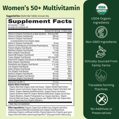 EarthFirst Organic Once Daily Multivitamin for Women 50+ - 60 Tablets