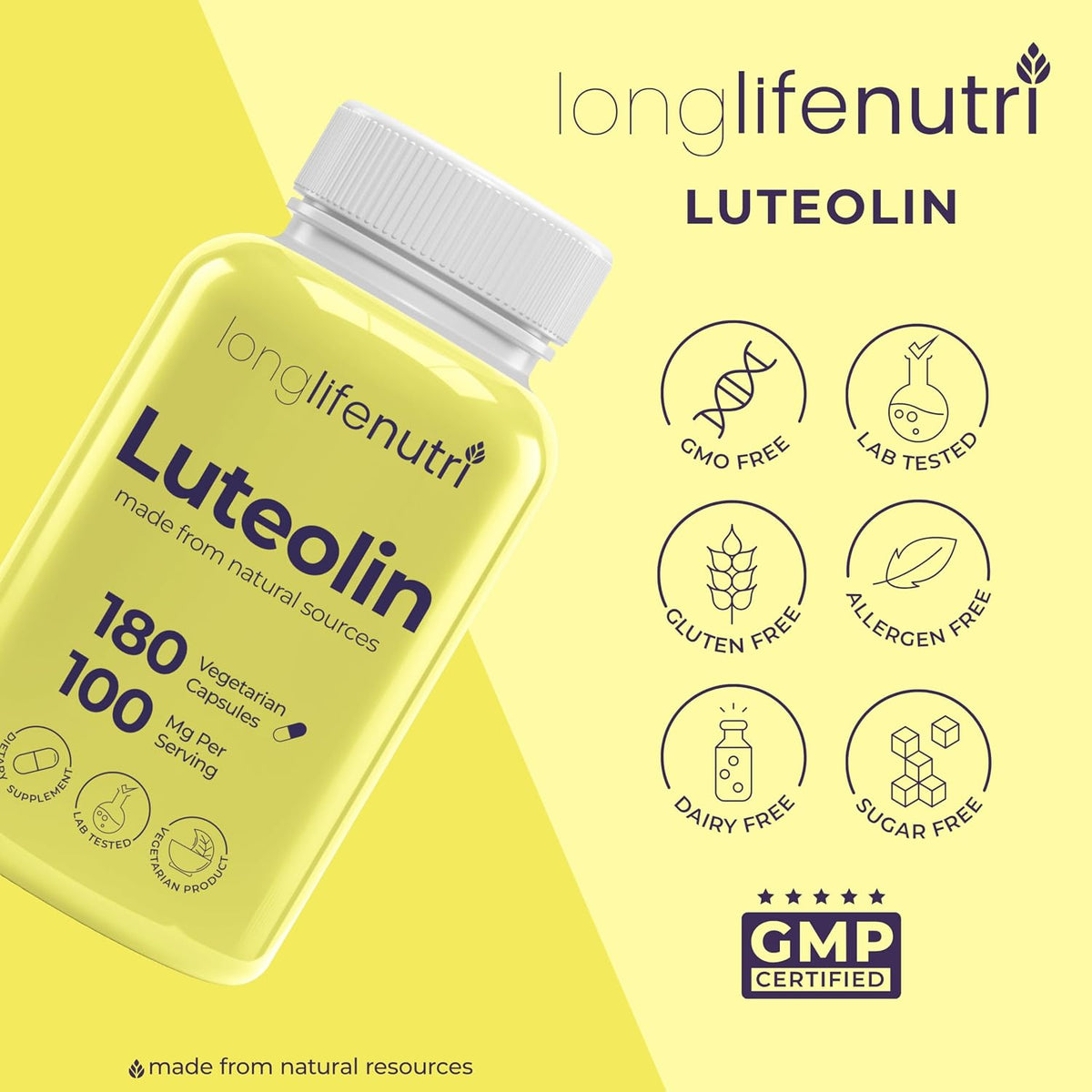 Luteolin Food Supplement 100mg – 180 Vegetarian Capsules, 3-Month Supply - görsel 7