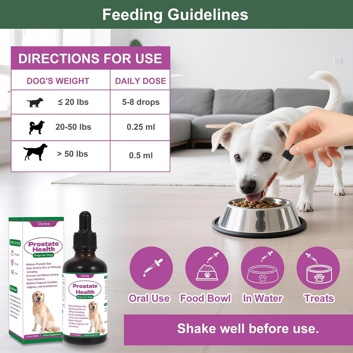 Ourea Prostate Health Drops for Dogs – Herbal Liquid Supplement for Urinary and Prostate Support - görsel 7