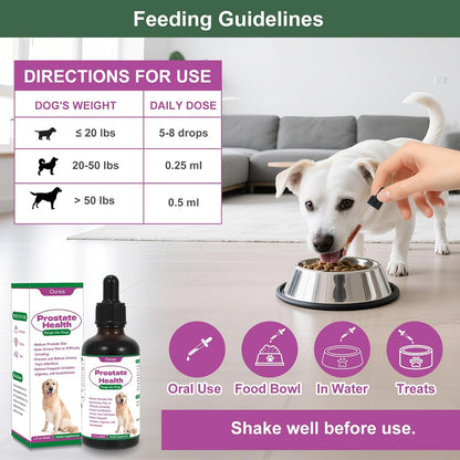 Ourea Prostate Health Drops for Dogs – Herbal Liquid Supplement for Urinary and Prostate Support