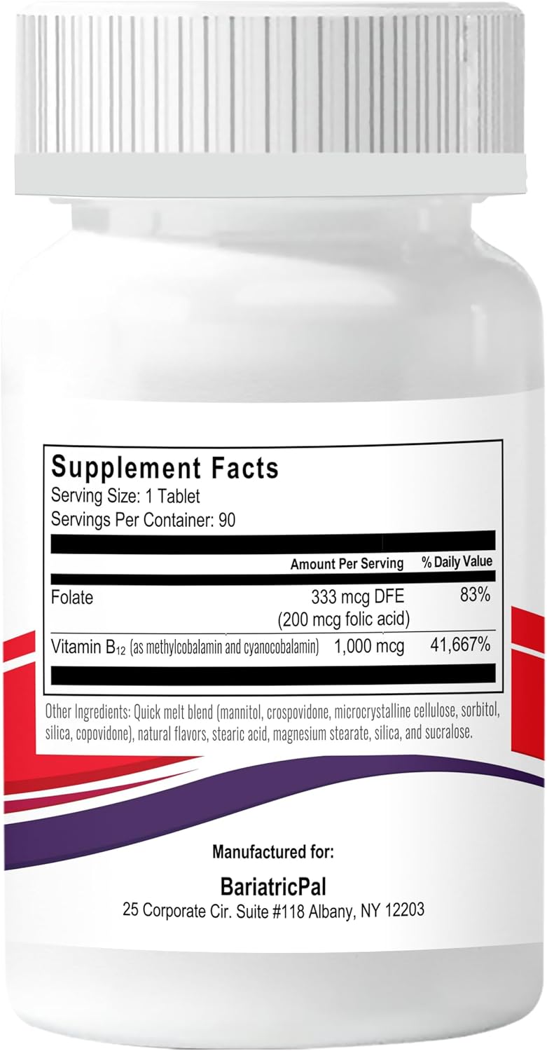 BariatricPal 1,000mcg B12 Sugar-Free Quick Melts (90 Count) - Berry - görsel 2