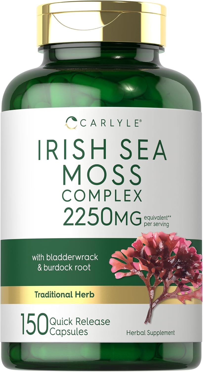 Carlyle Irish Sea Moss Capsules | 150 Count | Herbal Complex with Bladderwrack and Burdock Root | Non-GM & Gluten-free - görsel 1