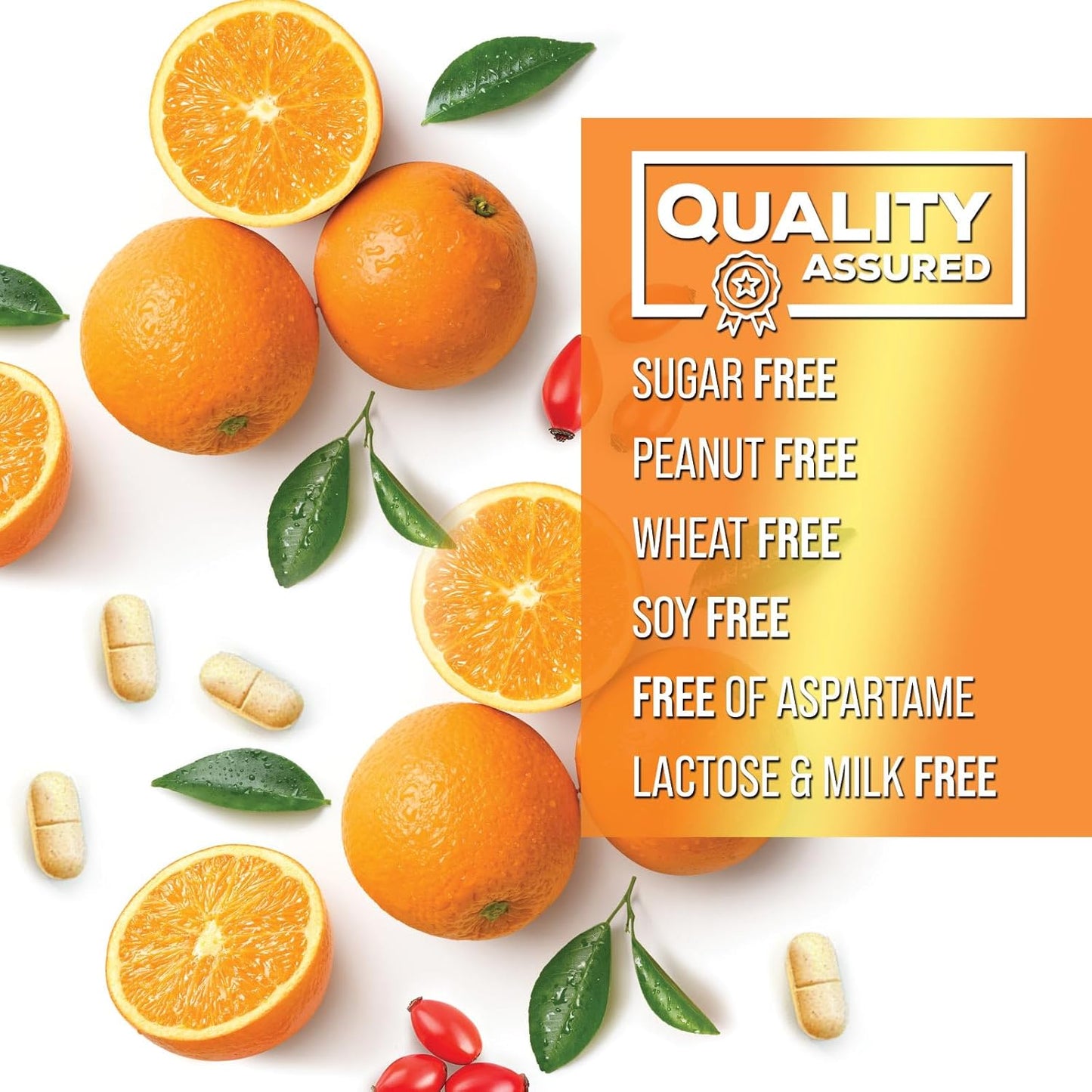Vitamin C 1000mg per Serving – Extra Strength Chewable with Rose Hips – Sugar Free Orange Flavour – 60 Tablets - görsel 6