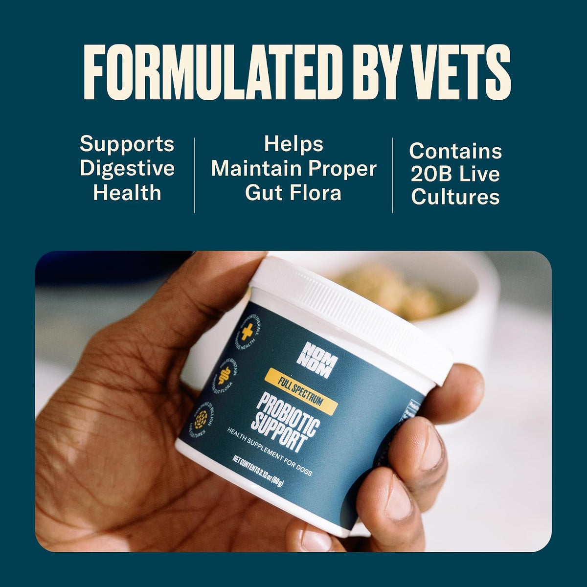 Nom Nom Full Spectrum Probiotic Support for Dogs - Prebiotic Fibre and Inulin Powder Blend - görsel 4
