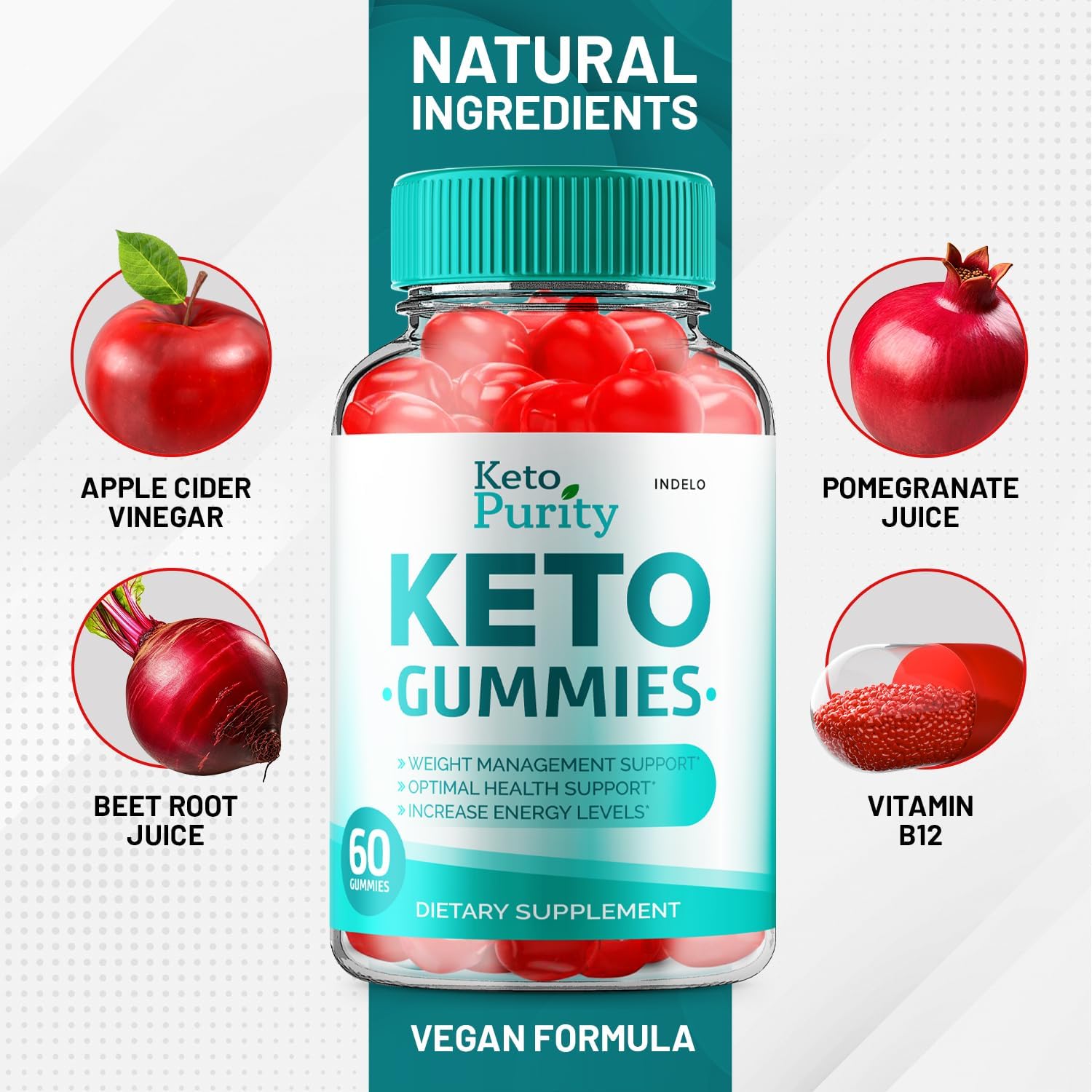 Keto Purity ACV Gummies – Advanced Weight Management with Apple Cider Vinegar and B12 (60 Gummies) - görsel 3