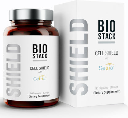 BIOSTACK Cell Shield with Setria Glutathione | Liposomal Supplement with Vitamin C, Turmeric, and C3 Curcumin Complex | Pure Reduced L-Glutathione 500mg