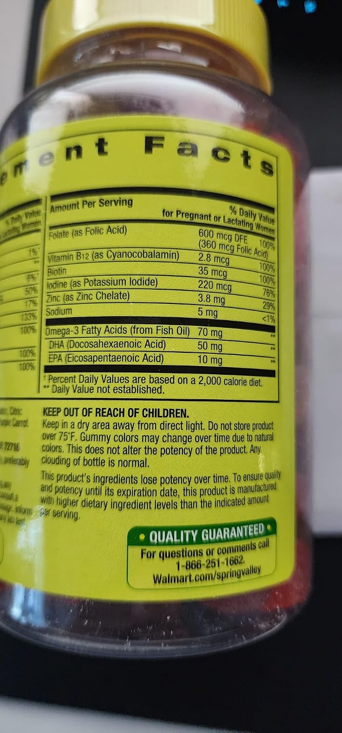 Spring Valley Adult Gummy Prenatal Multivitamin with DHA & Folic Acid, Natural Fruit Flavours, 90 Gummies - görsel 4