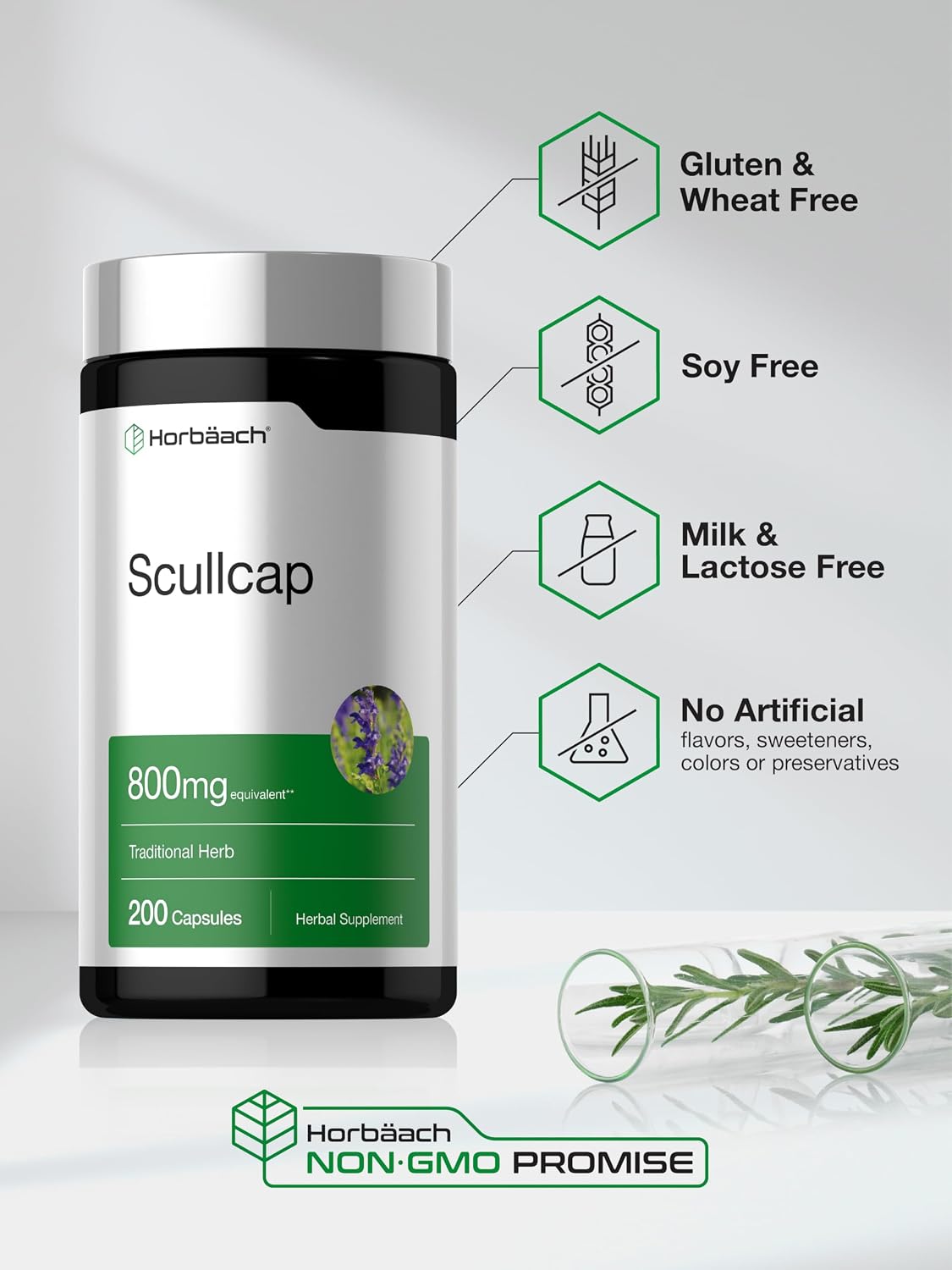 Horbaach Skullcap Herb Extract - 200 Capsules - görsel 5