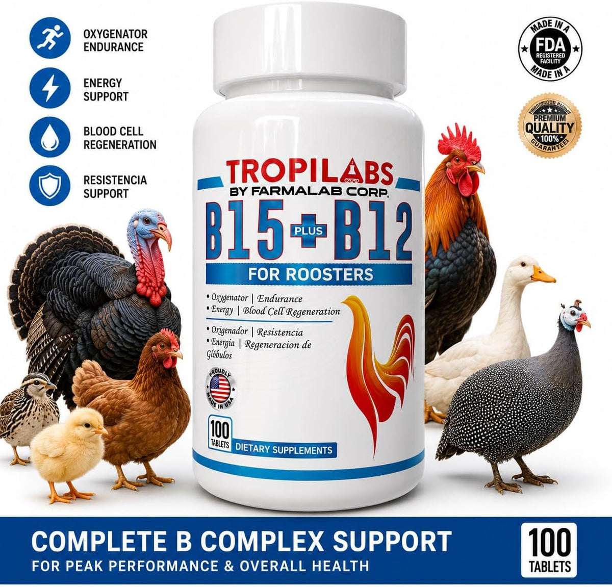Farmalab B12 & B15 Supplement for Cockerels, 100 Tablets - görsel 5