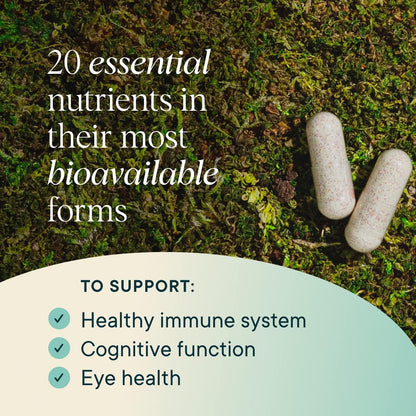 Ora Organic Plant-Based Multivitamin for Women and Men, Blue Light Protection, 60 Vegan Capsules