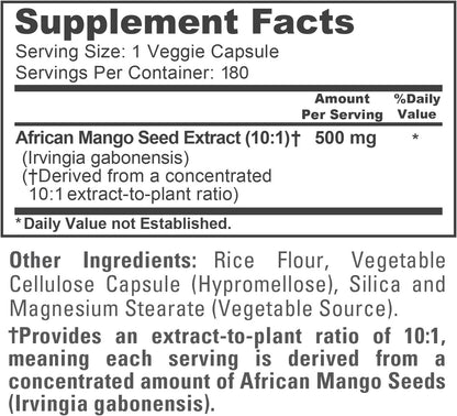 NusaPure African Mango, 500 mg, 180 Vegan Capsules (Non-GMO)