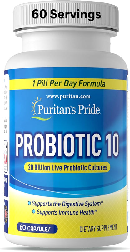 Puritan's Pride Probiotic 10 with Vitamin D, 60 Capsules