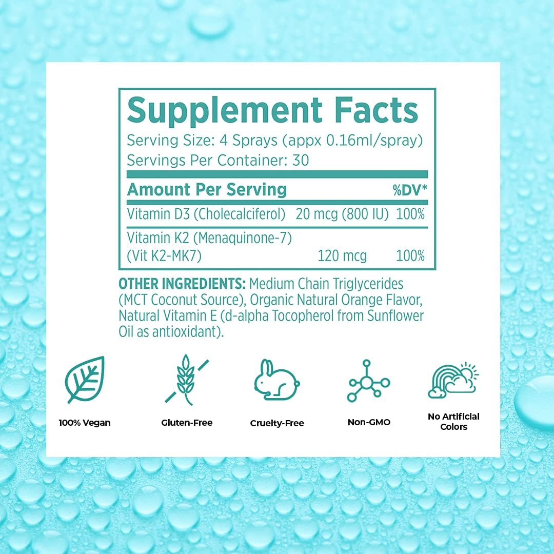 Vitamin D3 and K2 Oral Spray Supplement, 19 ml - görsel 3