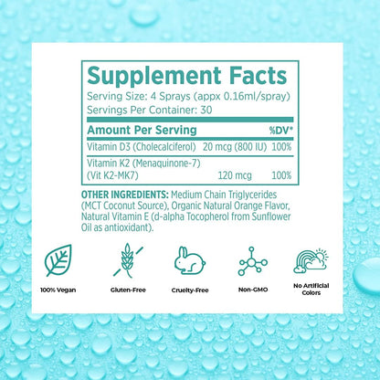 Vitamin D3 and K2 Oral Spray Supplement, 19 ml