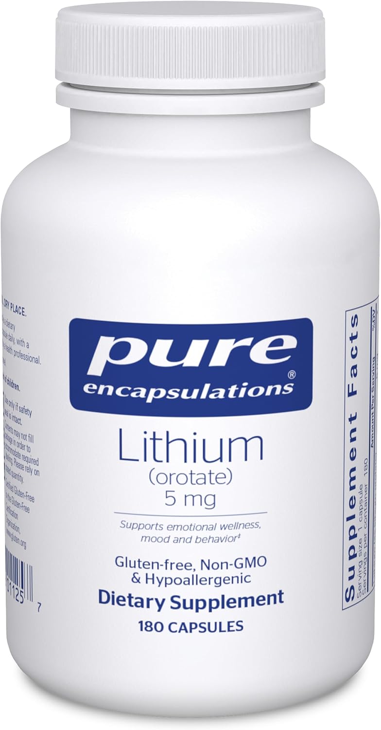 Pure Encapsulations Lithium Orotate 5 mg with NAC – Brain Support Supplement – 180 Capsules - görsel 1