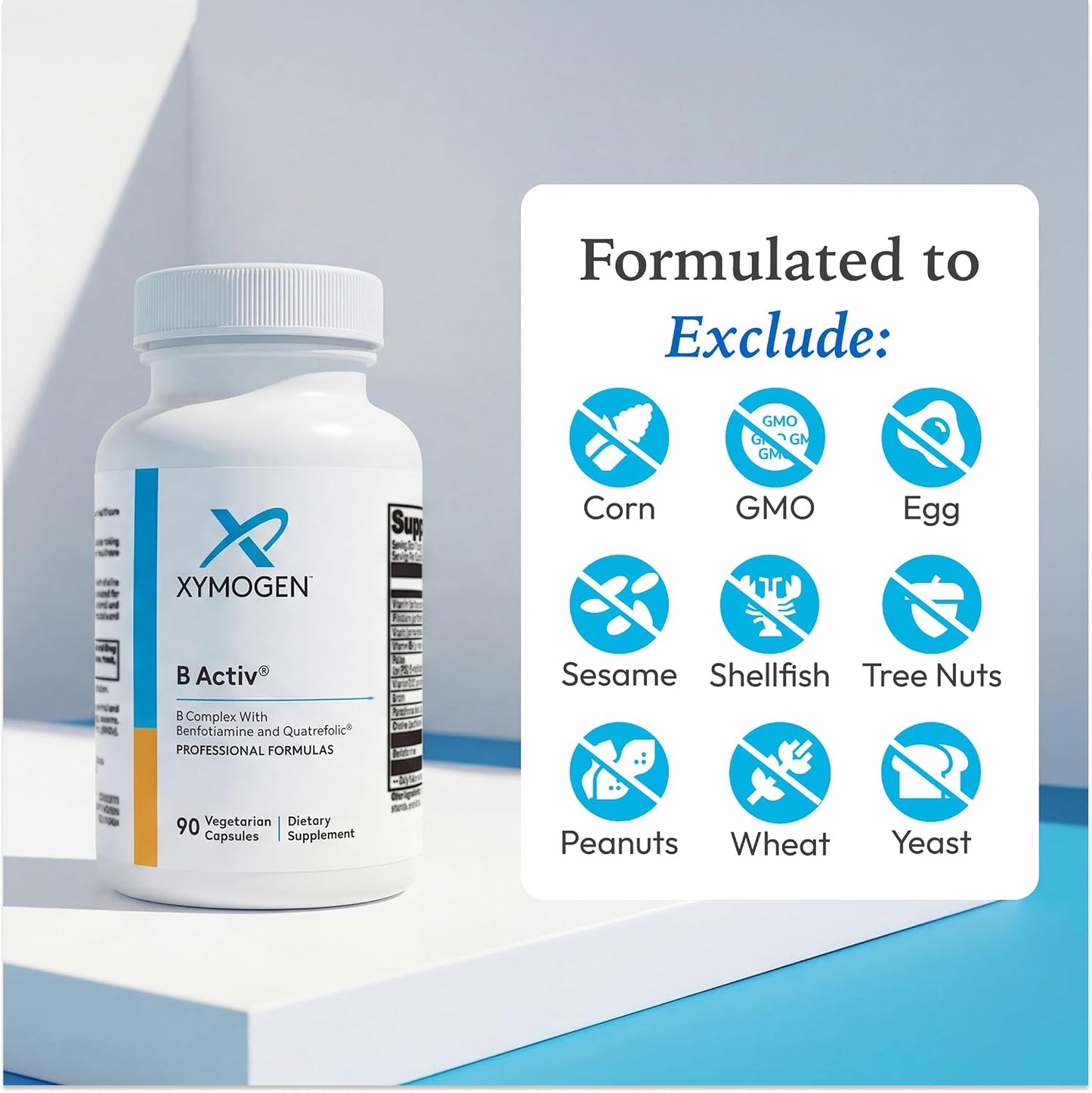 XYMOGEN B Activ - B Vitamins Food Supplement for Carbohydrate Metabolism Support - Supports Nervous System & Immune Function - Gluten-Free & Vegetarian - 90 Capsules - görsel 6