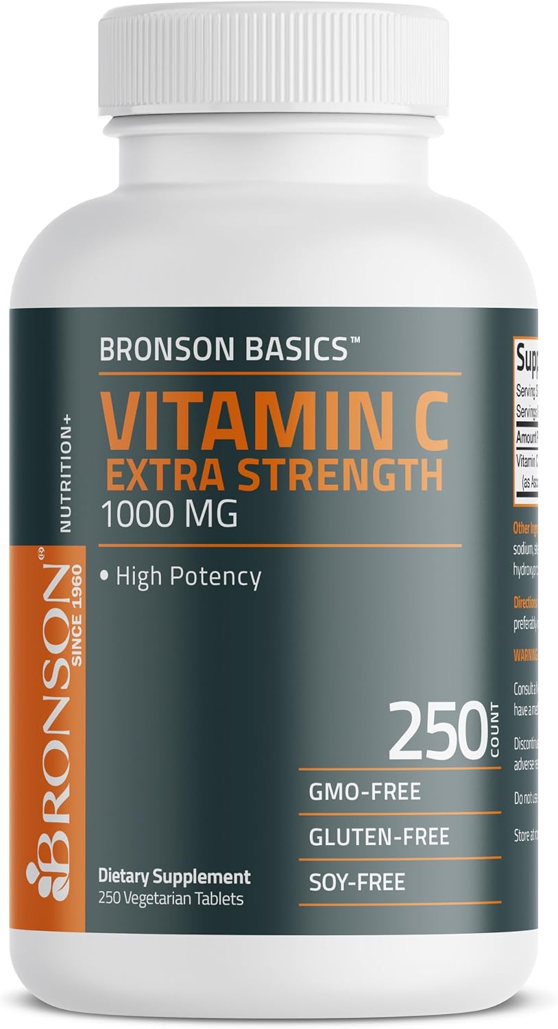 Bronson Vitamin C 1000mg Extra Strength, Supports a Healthy Immune System, High Potency, Non-GMO, 250 Vegetarian Tablets - görsel 5