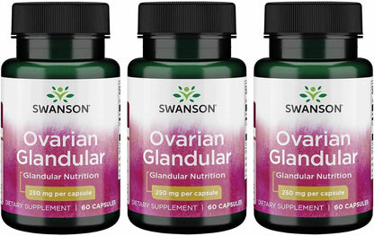 Swanson Ovarian Glandular Supplement - Women's Glandular Health and Balance Support - Premium Bovine Tissue - 60 Capsules, 250mg Each