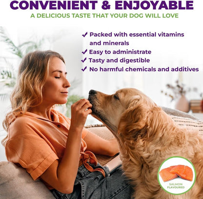 Prenatal Vitamins for Dogs & Cats – Pre & Postnatal Supplement with Probiotics, Glucosamine, MSM, CoQ10, & Essential Vitamins – Supports Pregnancy, Nursing & Recovery – 90 Soft Chews (Salmon Flavour)