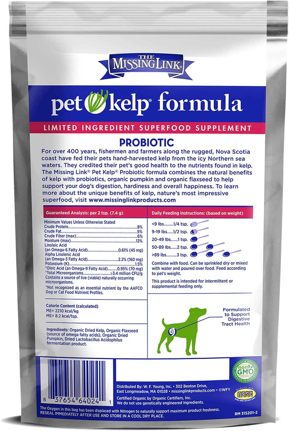 The Missing Link Pet Kelp Canine Probiotic - Organic & Limited Ingredient Formula for Digestive Health (227 g) - görsel 3