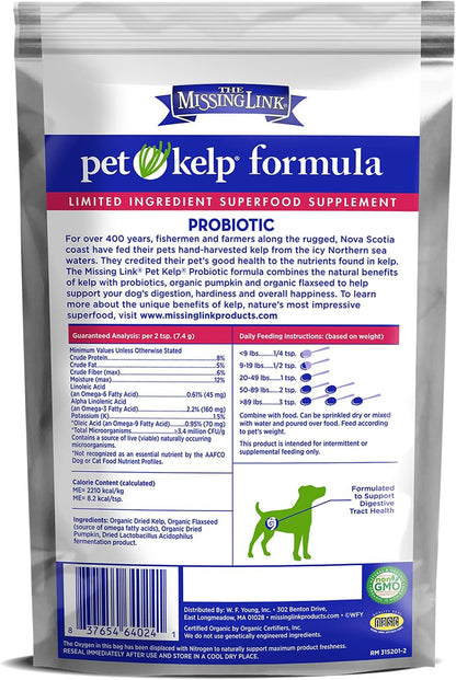 The Missing Link Pet Kelp Canine Probiotic - Organic & Limited Ingredient Formula for Digestive Health (227 g)