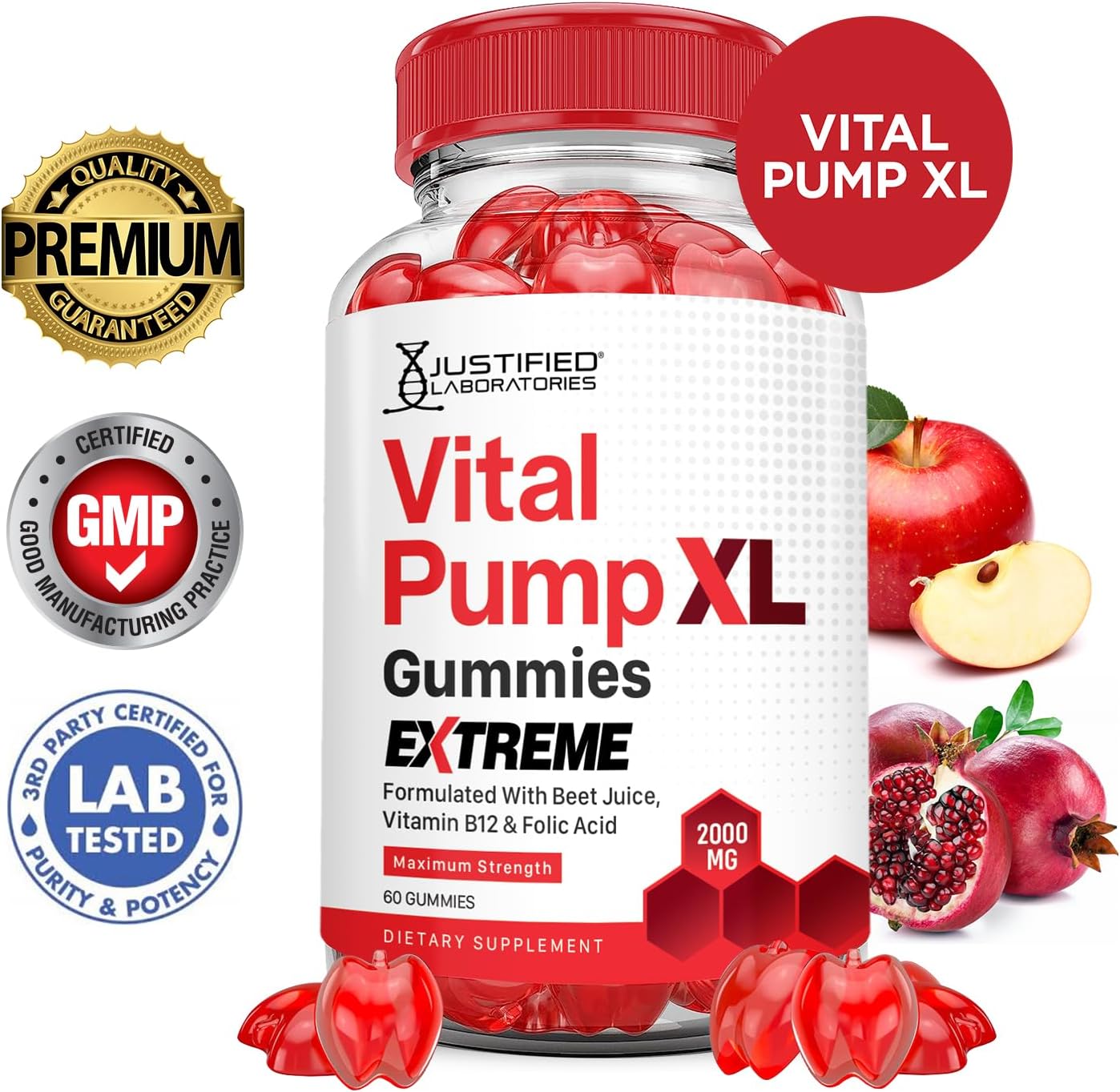 Justified Laboratories Vital Pump XL Extreme 2000mg Performance Gummies - görsel 2