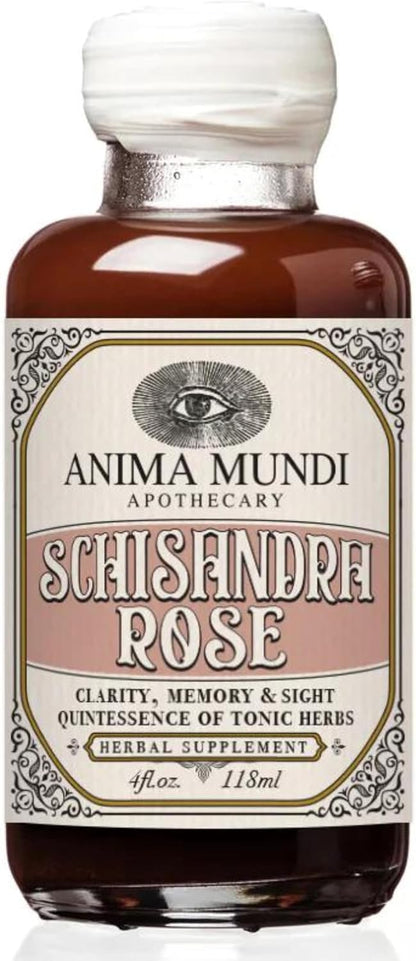Anima Mundi Apothecary Schisandra Rose Elixir - Liquid Schisandra Berry Adaptogen Supplement with Wildcrafted Rose Petals (120 ml)