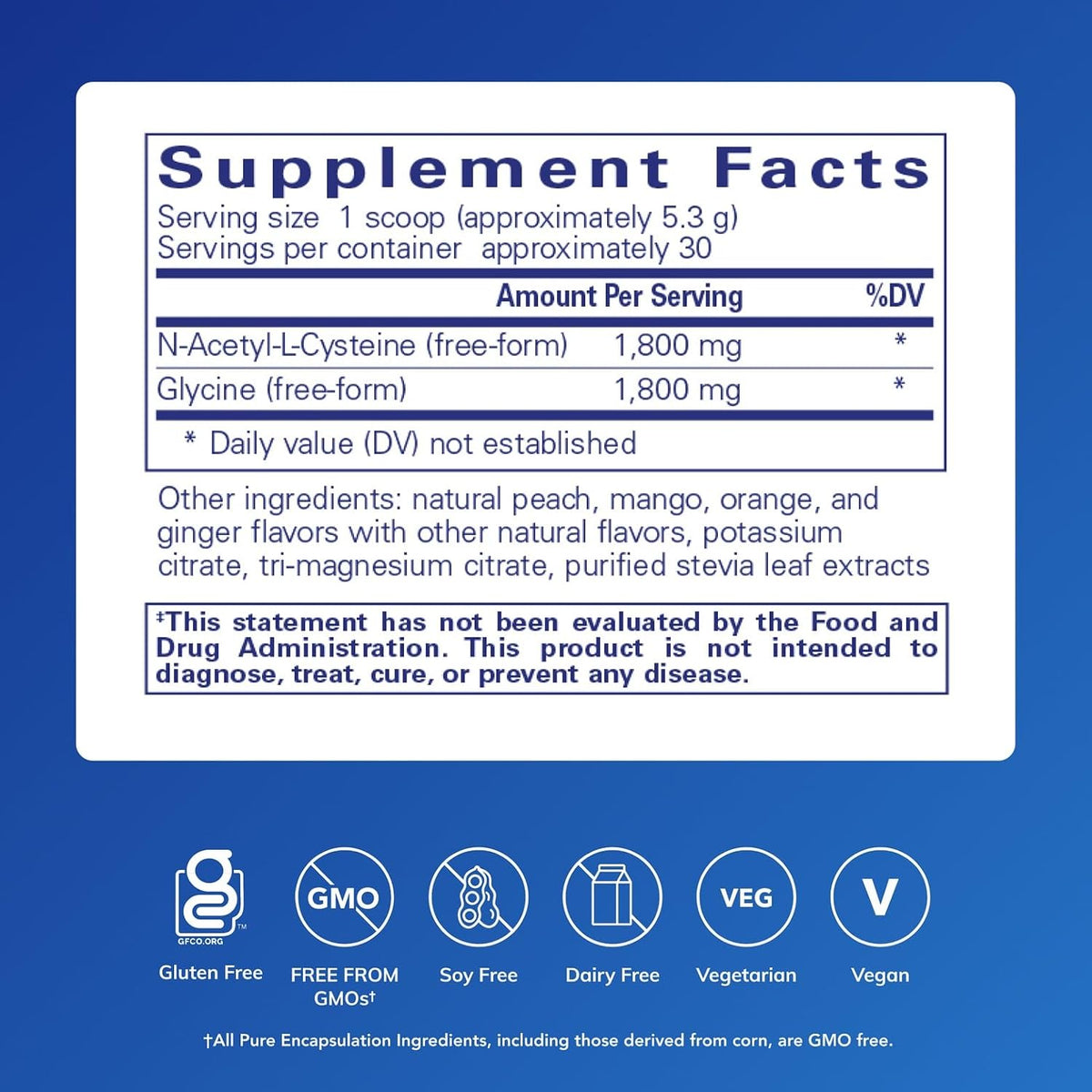 Pure Encapsulations NAC + Glycine Powder - Immune Support, Detox Cleanse & Glutathione Production - Conditionally Essential Amino Acids - Gluten-free & Non-GMO - 159 g - görsel 2