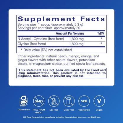 Pure Encapsulations NAC + Glycine Powder - Immune Support, Detox Cleanse & Glutathione Production - Conditionally Essential Amino Acids - Gluten-free & Non-GMO - 159 g
