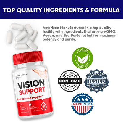 Vision Support Capsules - Maximum Strength Vision Support Capsules All Natural Formula Daily Vitamin Supplement - Vision Support Healthy Sugar Formula Advanced Healthy Eyes Capsules (60 Capsules)