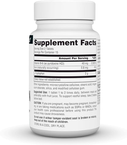 Source Naturals L-Tryptophan with Vitamin B-6 - Relaxation and Normal Psychological Function - 1000 mg - 30 Tablets