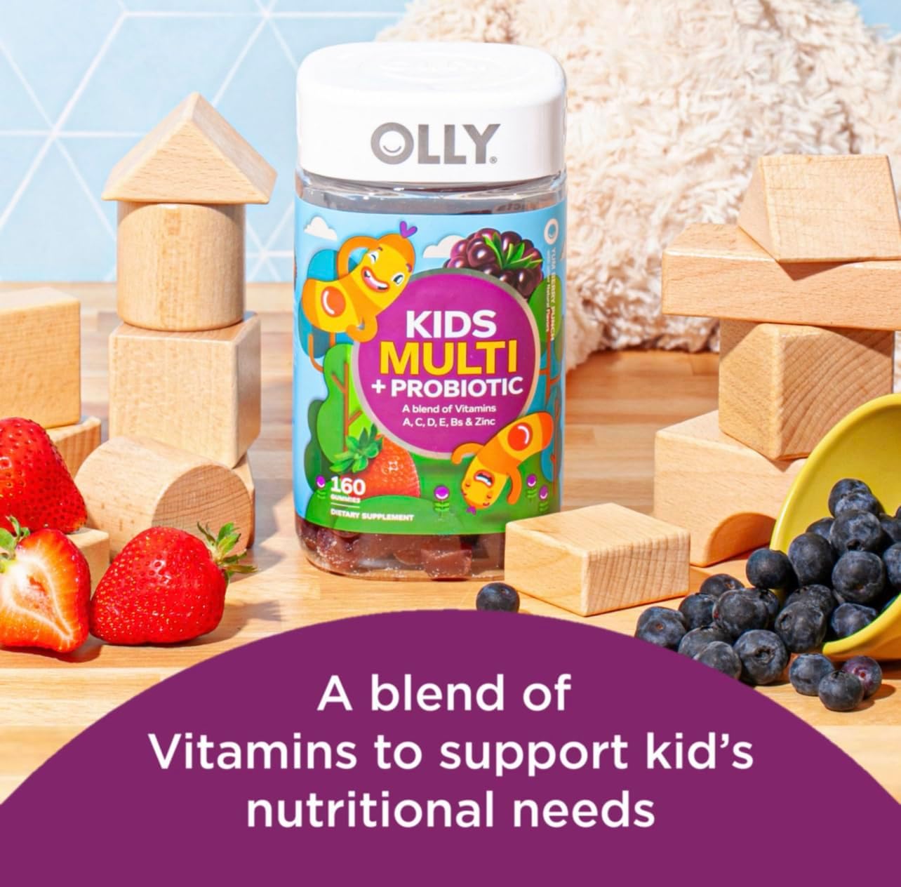 OLLY Kids Multivitamin + Probiotic Gummies, Berry, 320 Count (2 Pack of 160) - görsel 4