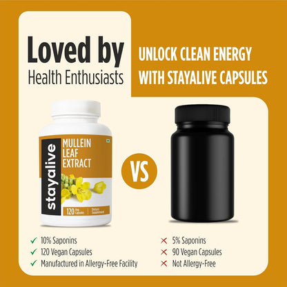 Mullein Leaf Extract 1000mg, 10:1 High Strength - 120 Vegan Capsules