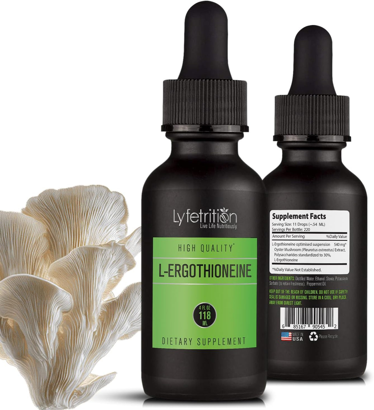 L-Ergothioneine Liquid Supplement 540 mg, 118 ml, 220 Servings - görsel 1