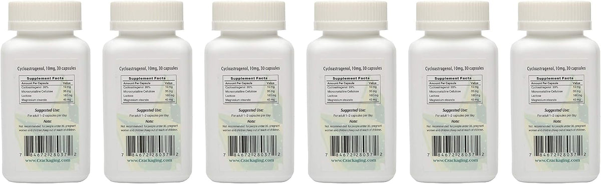 Crackaging Super-Absorption Cycloastragenol 98% (10mg per Capsule) (30 capsules per bottle, 6 bottles) - görsel 2