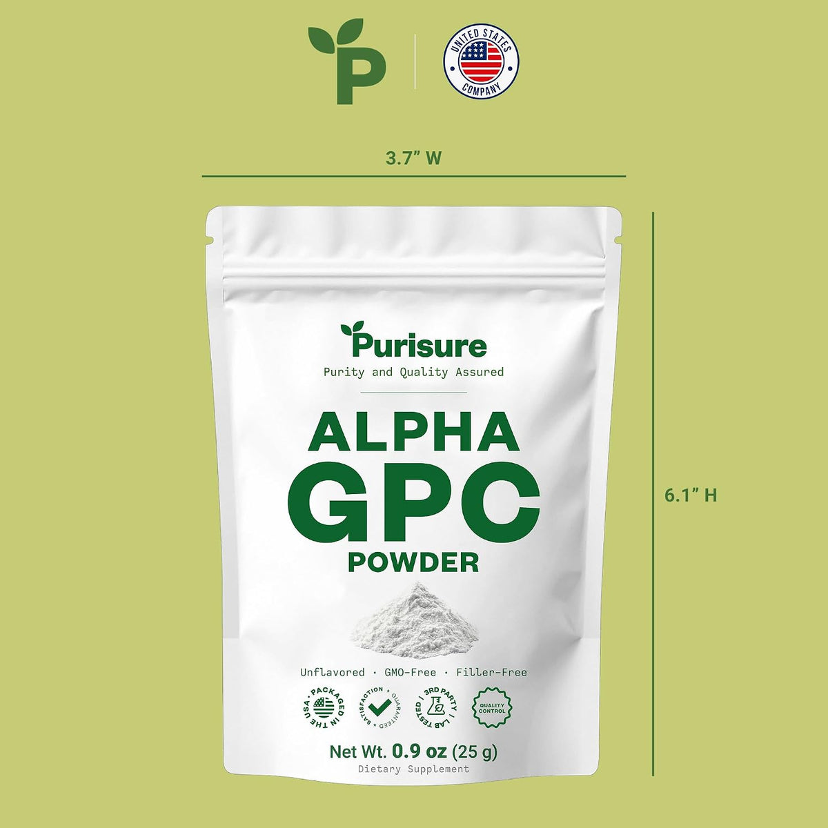 PURISURE Alpha GPC Powder, 25 g, Pure Alpha GPC Choline Supplement for Brain and Focus, CDP Choline Supplements for Memory Performance & Concentration, No Fillers, Non-GMO, Offers 41 Servings - görsel 7