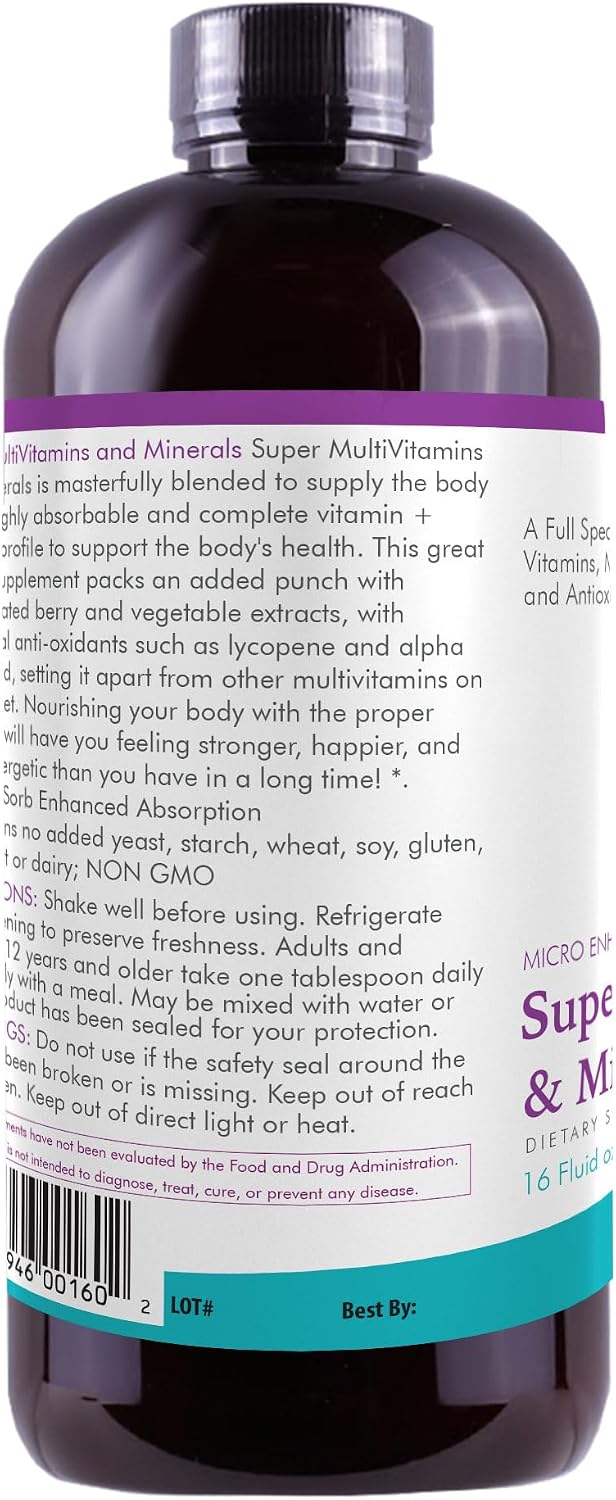 Liquid Super Multivitamin and Minerals - Premium Liquid Vitamins for Enhanced Absorption - Daily Liquid Multivitamin Supplement for Optimal Health and Wellness - 16 oz - görsel 3