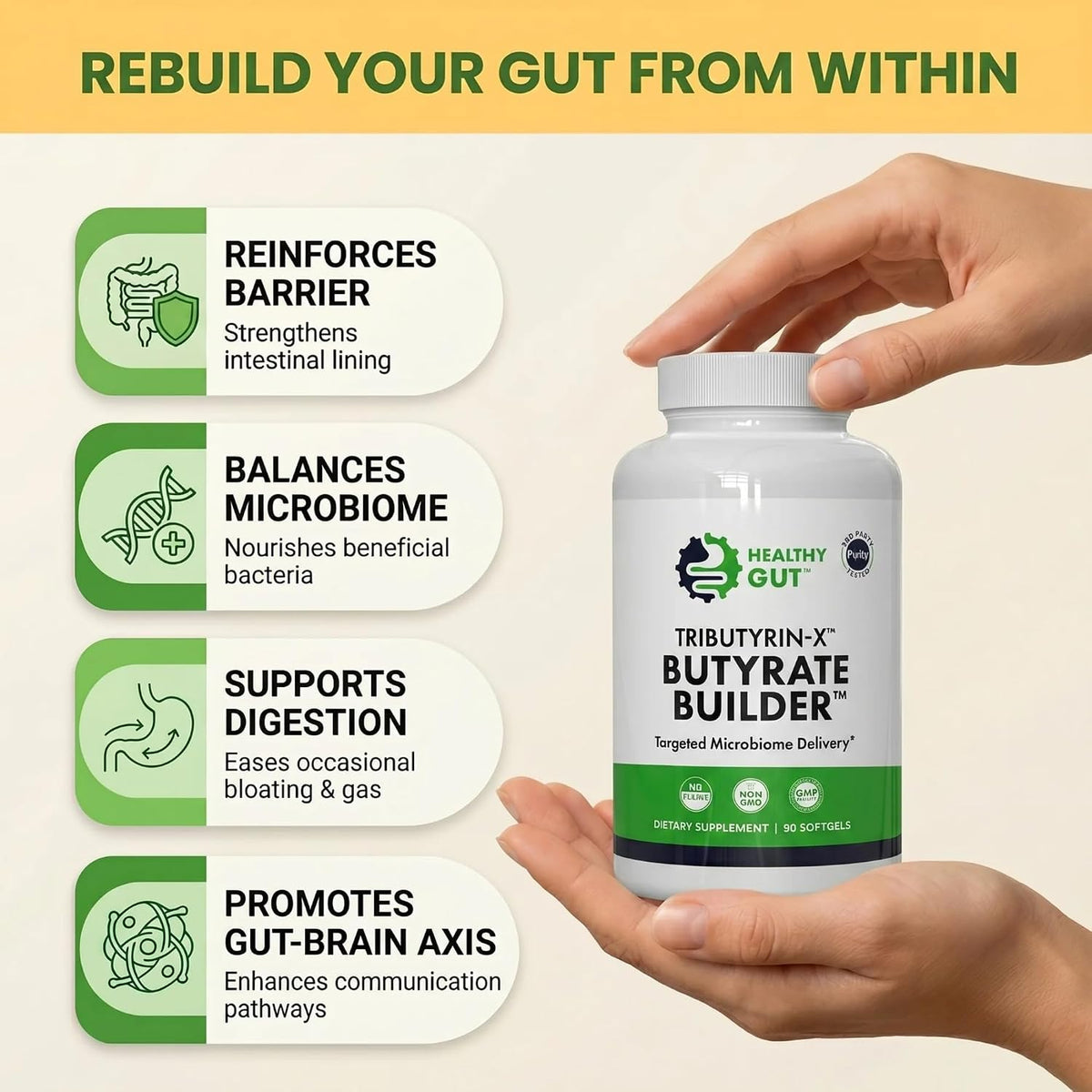 Healthy Gut Tributyrin-X – Butyrate Supplement for Gut Health, 90 Softgels - görsel 4