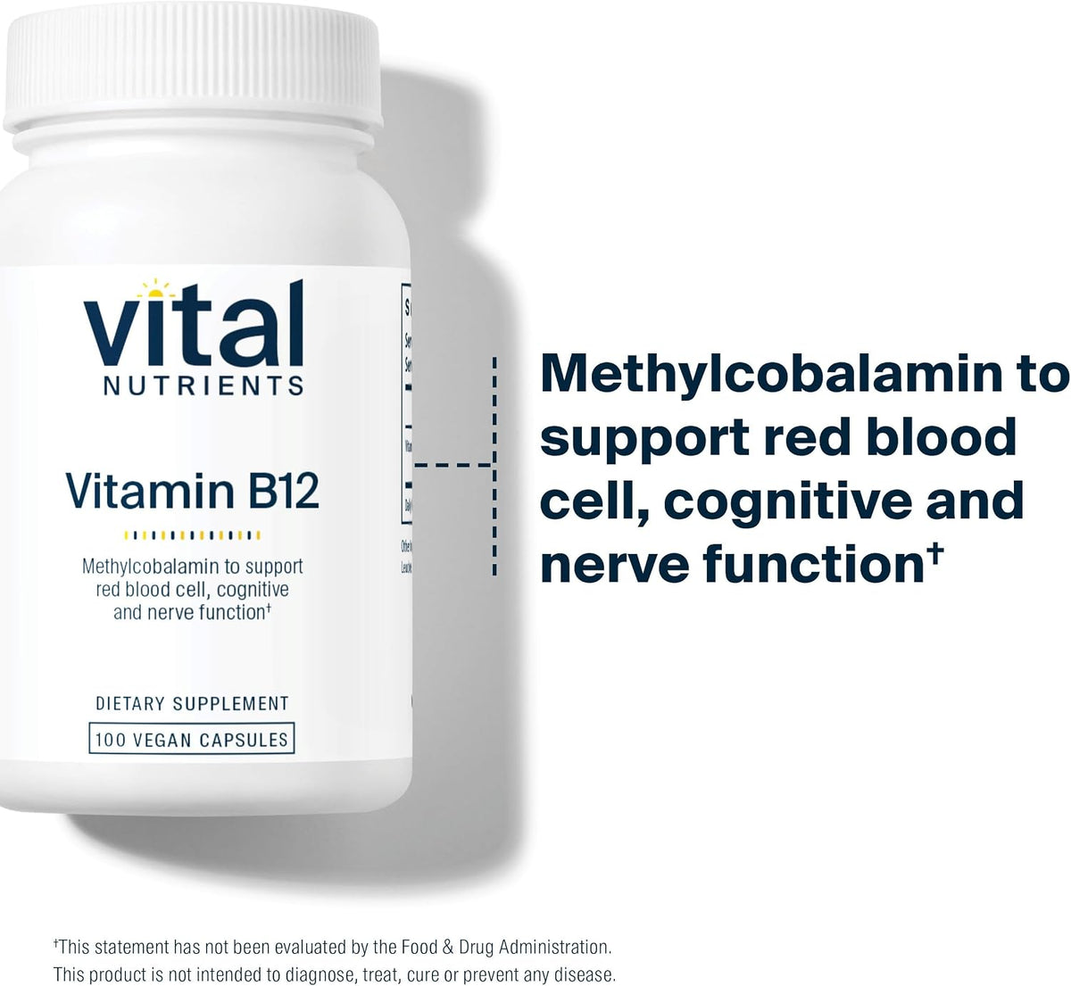 Vital Nutrients Vitamin B12 1000mcg - Vegan - Methylcobalamin for Metabolism, Cognitive & Nervous System Health - High-Potency B12 Supplement - Gluten, Dairy, Soy Free - 100 Capsules - görsel 6