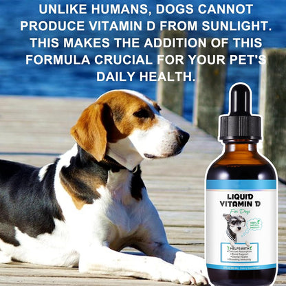 Vitamin D for Dogs, Liquid Vitamin D Drops, Dog Vitamins D Drops Promote Calcium Absorption, Supports Immune System, Hip & Joint Health, and Dental Health, Dog Multivitamin Supplements