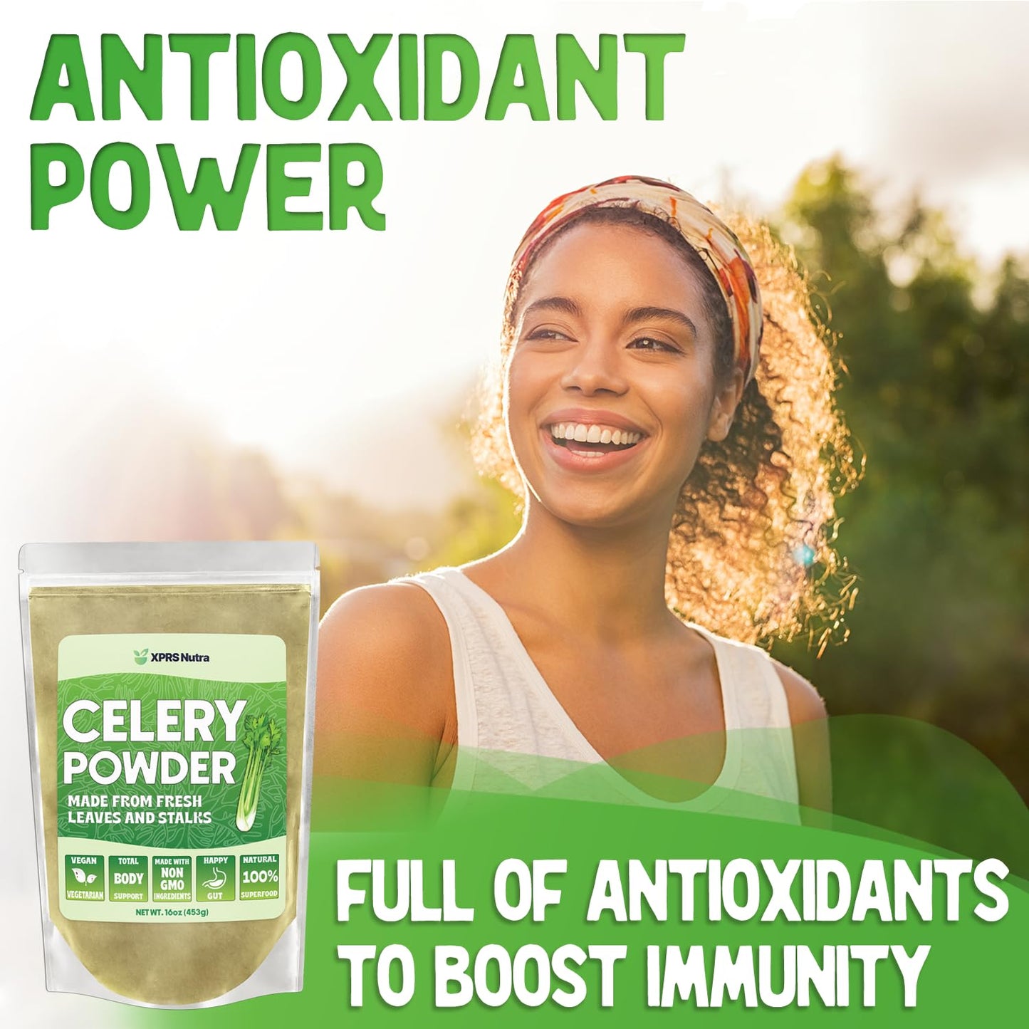 XPRS Nutra Celery Powder - Fresh Powder Antioxidant - Premium Celery, Vegan Friendly (454 g) - görsel 3