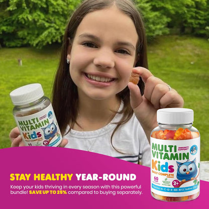 DR. MORITZ Elderberry Gummies for Children (60 Count) and Children's Multivitamin Gummies Bundle (120 Count, 2 Pack) – for Immune Support and Overall Health – Toddler Vitamins Supplement