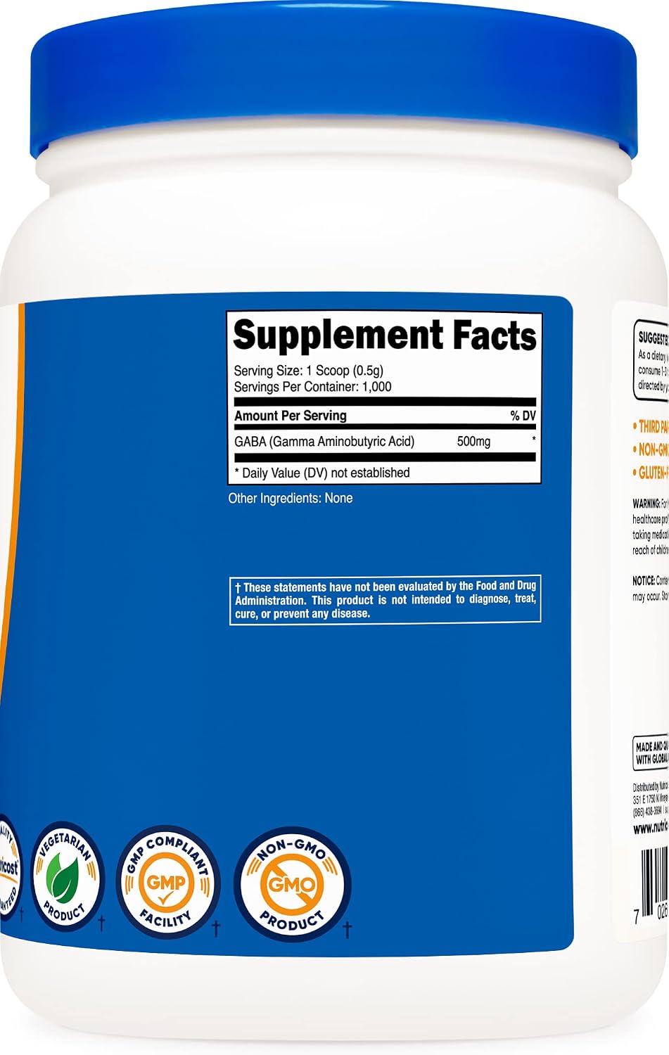 Nutricost Pure GABA Powder (500g) - Pack of 3 - görsel 4