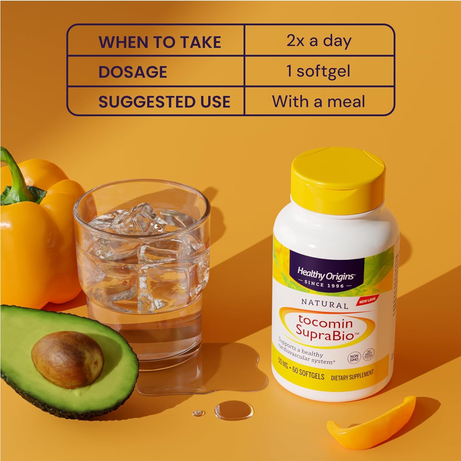 Healthy Origins Tocomin SupraBio (Tocotrienols), 50 mg - Vitamin E Supplement for Heart and Skin Health, 60 Softgels - görsel 6