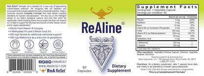 RnA ReSet ReAline – Methylated B Complex with Taurine & Methionine, Active B Vitamins (60 Capsules) NSF Certified