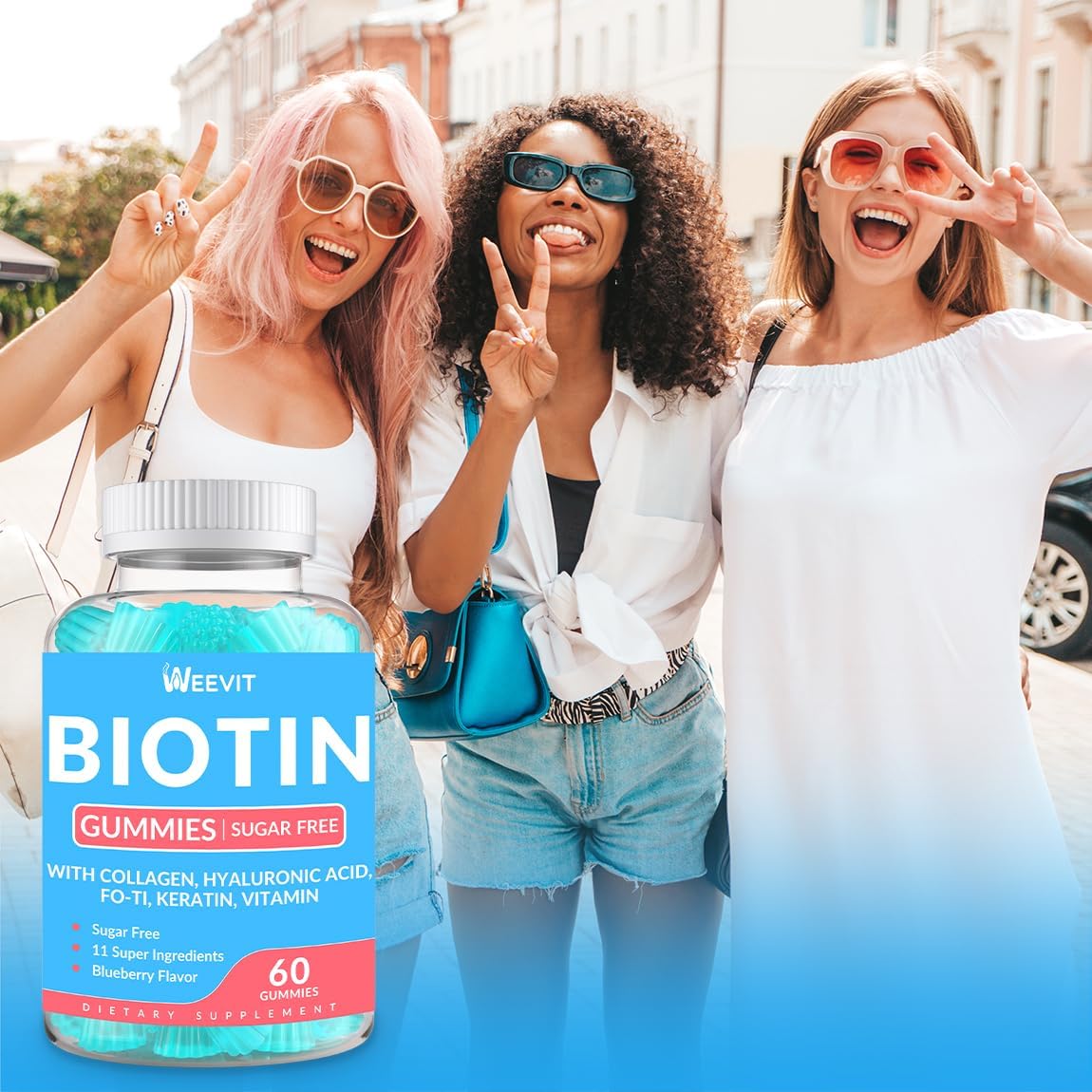 Biotin Gummies, 10,000mcg Biotin and Collagen Supplement for Women and Men - görsel 3