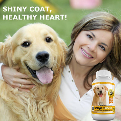 Amazing Combo Omega-3 Fish Oil and Turmeric Curcumin for Dogs – 120 Tasty Chews (2-Pack)